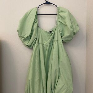 PrettyLittleThing Light Green Puff Sleeve Dress